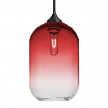 Besa Lighting 1TT-OMEGA12RD-BK - Besa, Omega 12 Stem Pendant,Red/Clear, Black Finish, 1x60W MAX E26 Base