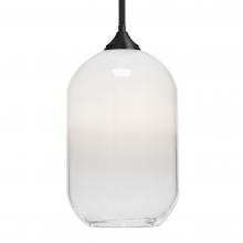 Besa Lighting 1TT-OMEGA12WH-BK - Besa, Omega 12 Stem Pendant,White/Clear, Black Finish, 1x60W MAX E26 Base