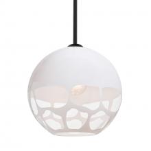 Besa Lighting 1TT-ROCKYWH-BK - Besa, Rocky Stem Pendant, White, Black Finish, 1x60W MAX E26 Base