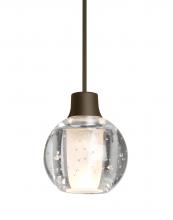 Besa Lighting 1XT-BOCA3BB-LED-BR-L - Besa, Boca 3 Cord Pendant, Clear Bubble, Bronze Finish, 1x3W LED, 15Ft. Cord