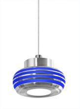 Besa Lighting 1XT-FLOW00-BLBL-LED-SN - Besa, Flower Cord Pendant, Blue/Blue, Satin Nickel Finish, 1x6W LED