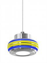 Besa Lighting 1XT-FLOW00-BLYL-LED-SN - Besa, Flower Cord Pendant, Blue/Yellow, Satin Nickel Finish, 1x6W LED