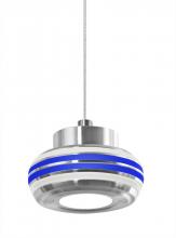 Besa Lighting 1XT-FLOW00-CLBL-LED-SN - Besa, Flower Cord Pendant, Clear/Blue, Satin Nickel Finish, 1x6W LED
