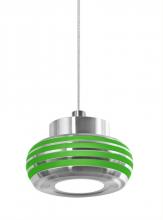 Besa Lighting 1XT-FLOW00-GRGR-LED-SN - Besa, Flower Cord Pendant, Green/Green, Satin Nickel Finish, 1x6W LED