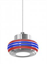 Besa Lighting 1XT-FLOW00-RDBL-LED-SN - Besa, Flower Cord Pendant, Red/Blue, Satin Nickel Finish, 1x6W LED
