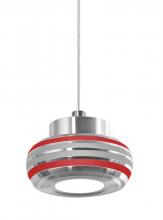 Besa Lighting 1XT-FLOW00-RDSL-LED-SN - Besa, Flower Cord Pendant, Red/Silver, Satin Nickel Finish, 1x6W LED
