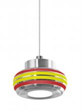 Besa Lighting 1XT-FLOW00-RDYL-LED-SN - Besa, Flower Cord Pendant, Red/Yellow, Satin Nickel Finish, 1x6W LED