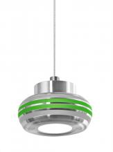 Besa Lighting 1XT-FLOW00-SLGR-LED-SN - Besa, Flower Cord Pendant, Silver/Green, Satin Nickel Finish, 1x6W LED