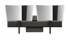 Besa Lighting 2SW-6773MR-BR-SQ - Besa Groove Wall With SQ Canopy 2SW Mirror-Frost Bronze 2x40W G9