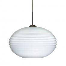 Besa Lighting J-491207-BR-L - Besa Pendant For Multiport Canopy Pape 10 Bronze Opal Ribbed 1x75W Medium Base, 15Ft.