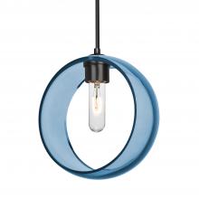 Besa Lighting J-MANABL-BK-NI - Besa Mana Pendant For Multiport Canopy, Blue, Black Finish, 1x60W MAX E26 Base