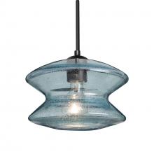 Besa Lighting J-ZENBL-EDIL-BK - Besa, Zen Cord Pendant For Multiport Canopy, Blue Bubble, Black Finish, 1x8W LED Filament
