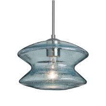 Besa Lighting J-ZENBL-SN-L - Besa, Zen Cord Pendant For Multiport Canopy, Blue Bubble, Satin Nickel Finish, 1x60W