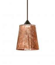 Besa Lighting RXP-5125CF-BR-L - Besa Pendant Nico 4 Bronze Stone Copper Foil 1x35W Halogen, 15Ft. Cord