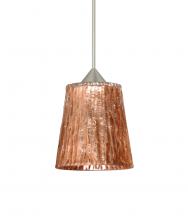 Besa Lighting RXP-5125CF-SN-L - Besa Pendant Nico 4 Satin Nickel Stone Copper Foil 1x35W Halogen, 15Ft. Cord