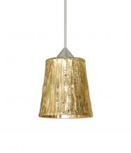 Besa Lighting RXP-5125GF-SN-L - Besa Pendant Nico 4 Satin Nickel Stone Gold Foil 1x35W Halogen, 15Ft. Cord