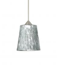 Besa Lighting RXP-5125SF-SN-L - Besa Pendant Nico 4 Satin Nickel Stone Silver Foil 1x35W Halogen, 15Ft. Cord