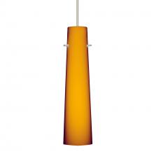 Besa Lighting RXP-567480-SN-277-DIM010 - Besa Camino Pendant Satin Nickel Amber Matte 1x50W Halogen, 277V, 0-10V Dimming