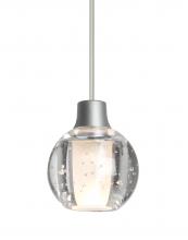 Besa Lighting RXP-BOCA3BB-LED-SN-L - Besa, Boca 3 Cord Pendant, Clear Bubble, Satin Nickel Finish, 1x3W LED, 15Ft. Cord