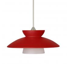 Besa Lighting X-271831-LED-SN-L - Besa Pendant For Multiport Canopy Trilo 7 Satin Nickel Red Matte 1x5W LED, 15Ft. Cord