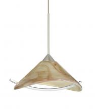 Besa Lighting XP-181305-LED-SN-L - Besa Pendant Hoppi Satin Nickel Mocha/Clear 1x3W LED, 15Ft. Cord