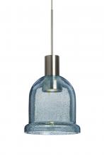 Besa Lighting XP-KIBABL-LED-SN-L - Besa, Kiba Cord Pendant, Blue Bubble, Satin Nickel Finish, 1x3W LED, 15Ft. Cord