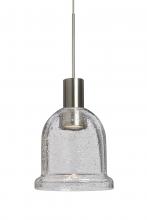 Besa Lighting XP-KIBACL-LED-SN-L - Besa, Kiba Cord Pendant, Clear Bubble, Satin Nickel Finish, 1x3W LED, 15Ft. Cord