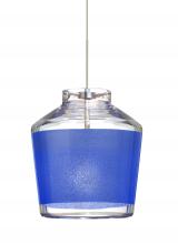 Besa Lighting XP-PIC6BL-LED-SN - Besa Pendant Pica 6 Satin Nickel Blue Sand 1x5W LED