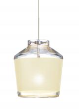 Besa Lighting XP-PIC6CR-LED-SN - Besa Pendant Pica 6 Satin Nickel Creme Sand 1x5W LED