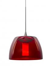 Besa Lighting XP-SPURRD-LED-SN - Besa Spur Cord Pendant, Red, Satin Nickel Finish, 1x3W LED