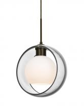 Besa Lighting J-MANACL-LED-BR - Besa Mana Pendant For Multiport Canopy, Clear/Opal, Bronze Finish, 1x9W LED