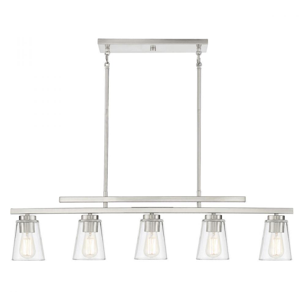 Calhoun 5-Light Linear Chandelier in Satin Nickel