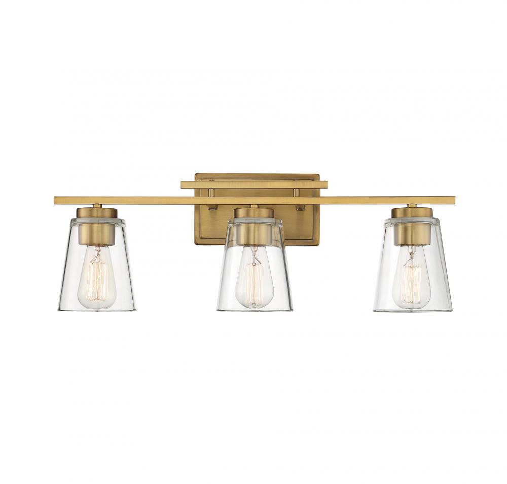 Calhoun 3-Light Bathroom Vanity Light in Warm Brass