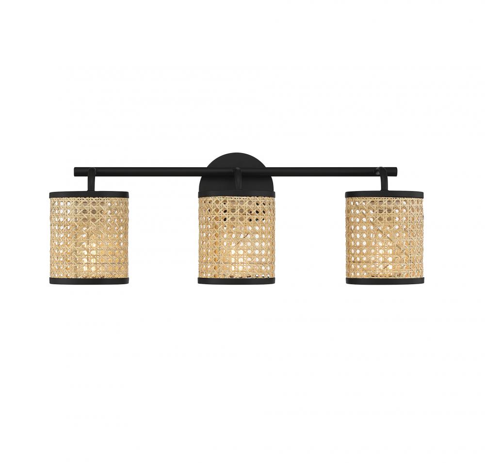 Jaylar 3-Light Bathroom Vanity Light in Matte Black