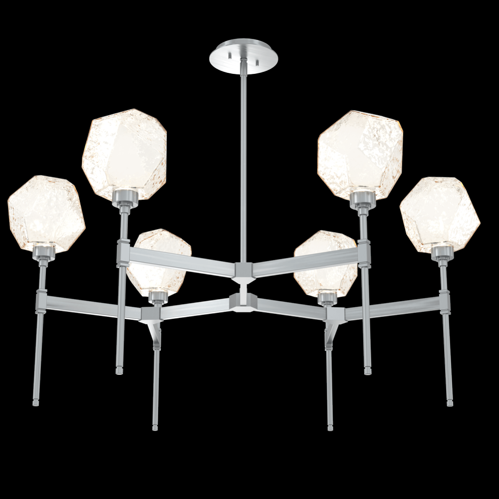 Gem Round Chandelier-39-Satin Nickel