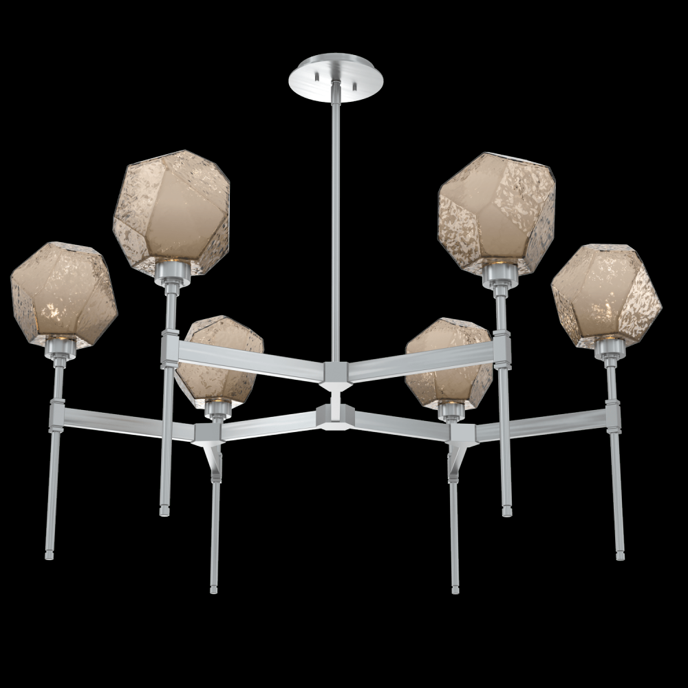 Gem Round Chandelier-39-Satin Nickel