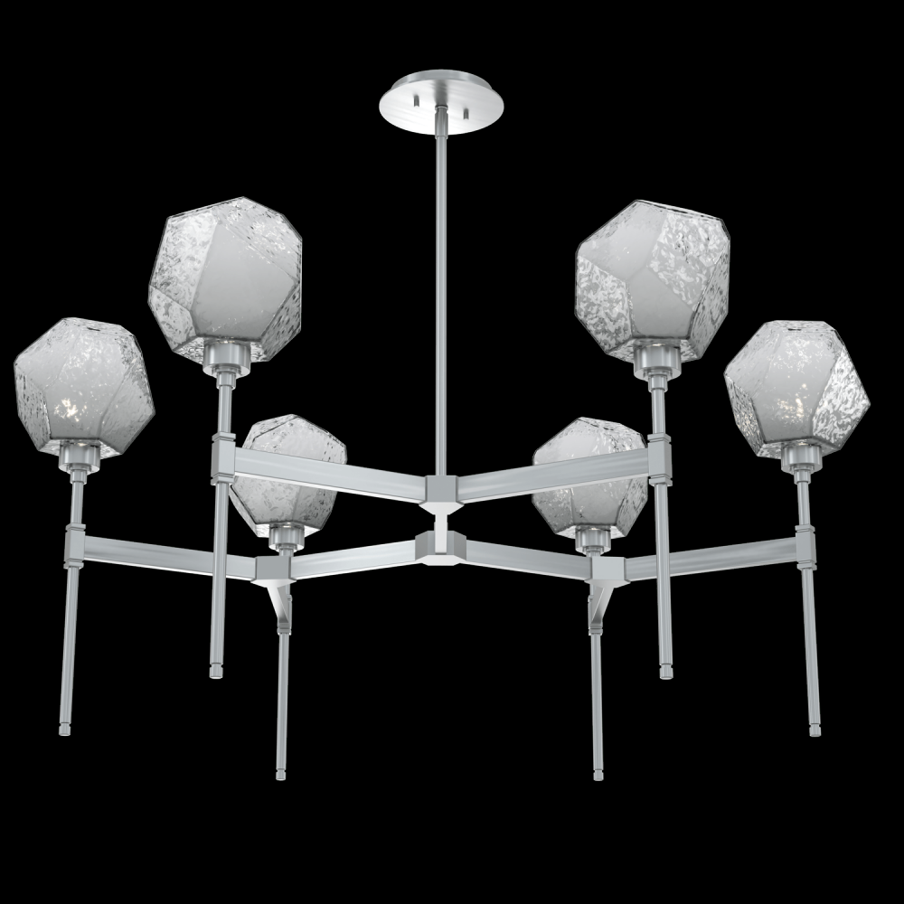 Gem Round Chandelier-39-Satin Nickel