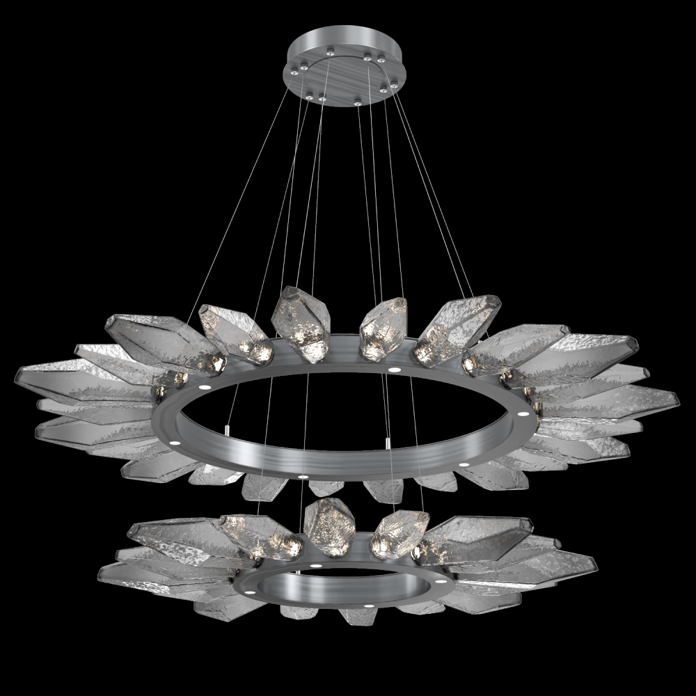 Rock Crystal Radial Ring Two Tier - 42/56-Gunmetal