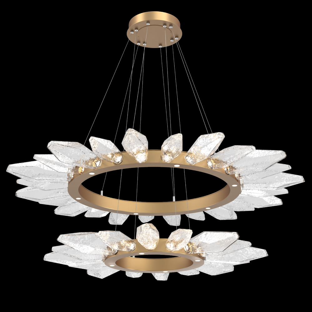 Rock Crystal Radial Ring Two Tier - 42/56-Novel Brass