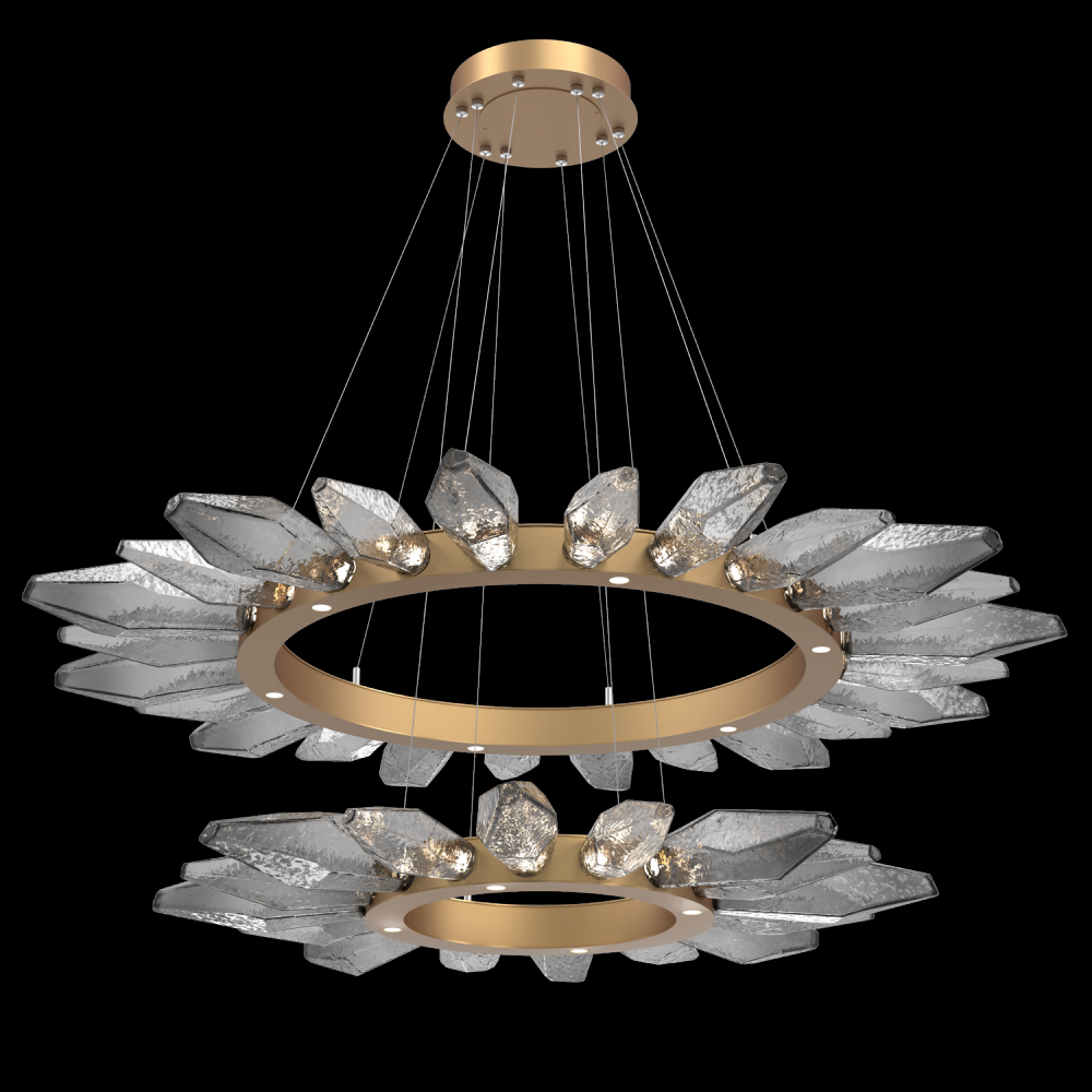 Rock Crystal Radial Ring Two Tier - 42/56-Novel Brass