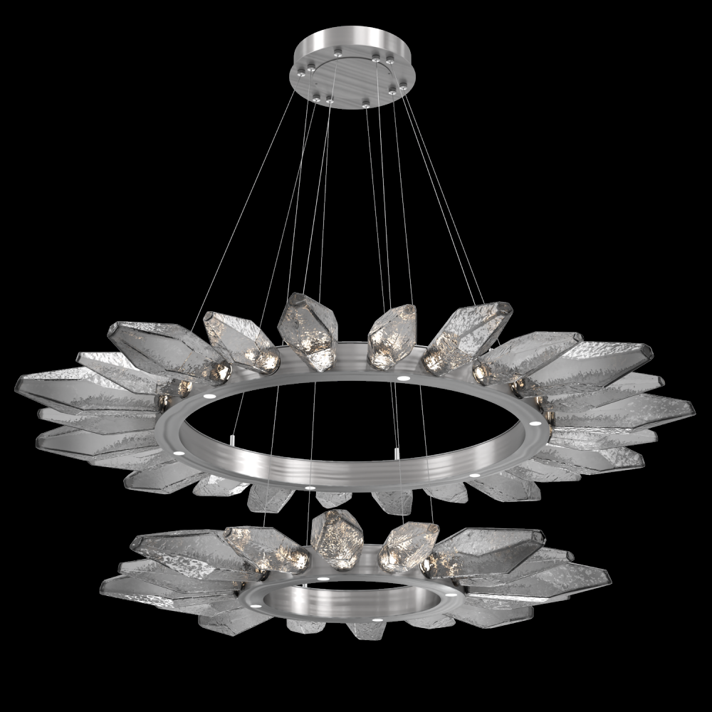 Rock Crystal Radial Ring Two Tier - 42/56-Satin Nickel