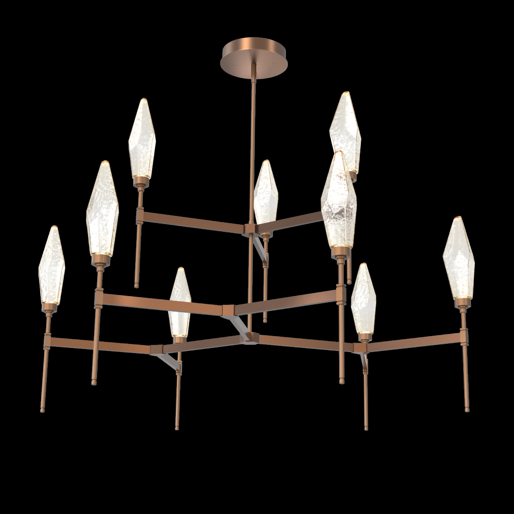 Rock Crystal Round Chandelier-54-Burnished Bronze