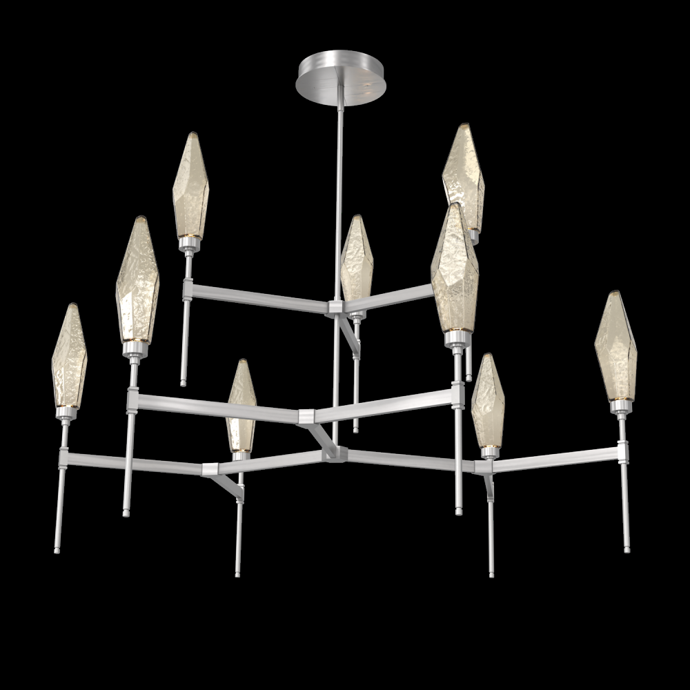 Rock Crystal Round Chandelier-54-Satin Nickel