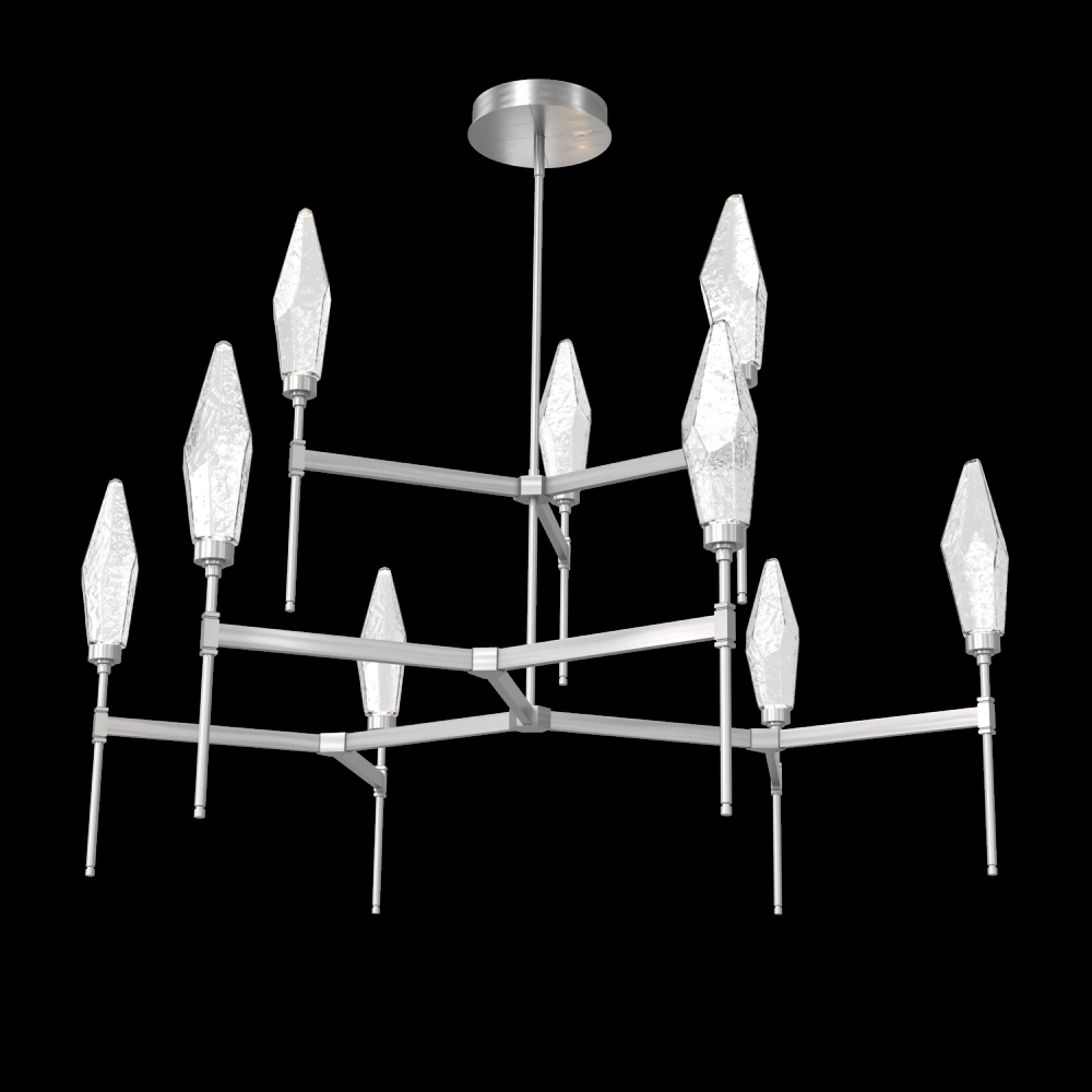 Rock Crystal Round Chandelier-54-Satin Nickel