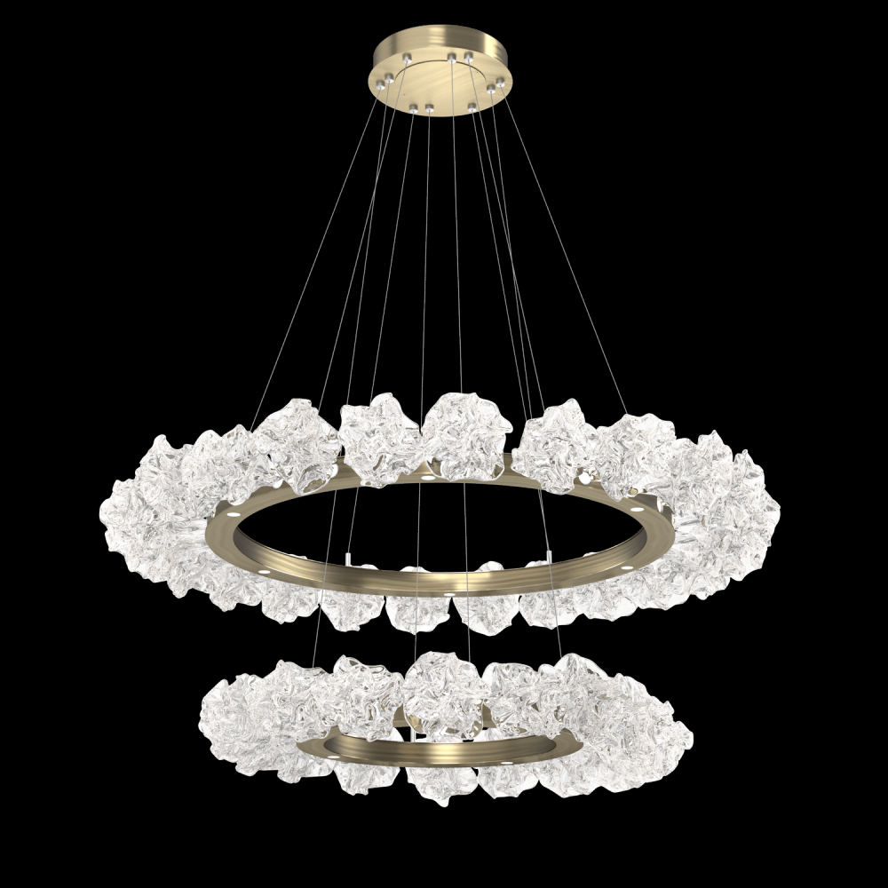 Two Tier Blossom Ring Chandelier - 2B-Heritage Brass