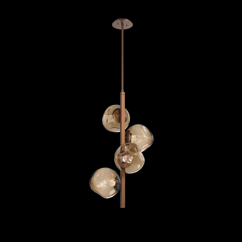 Luna 4pc Twisted Vine-Burnished Bronze-Geo Inner - Bronze Outer-Threaded Rod Suspension-LED 2700K