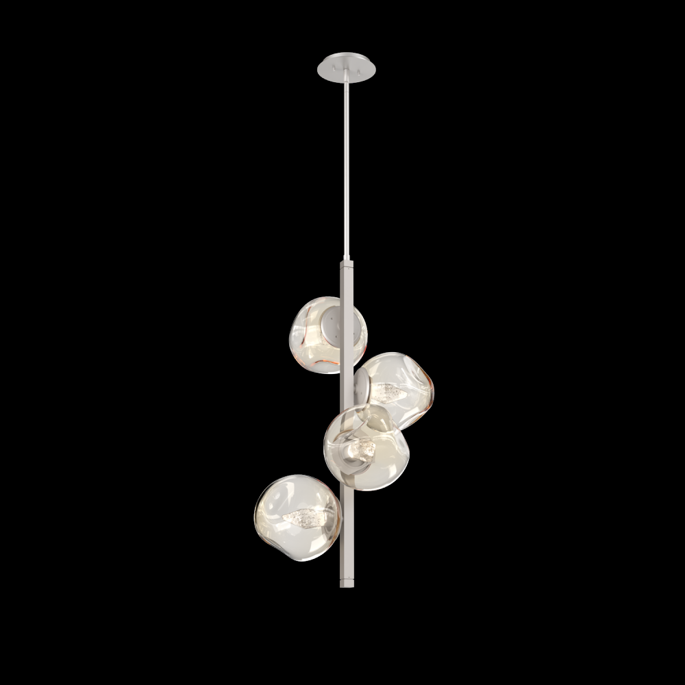 Luna 4pc Twisted Vine-Beige Silver-Geo Inner - Amber Outer-Threaded Rod Suspension-LED 3000K