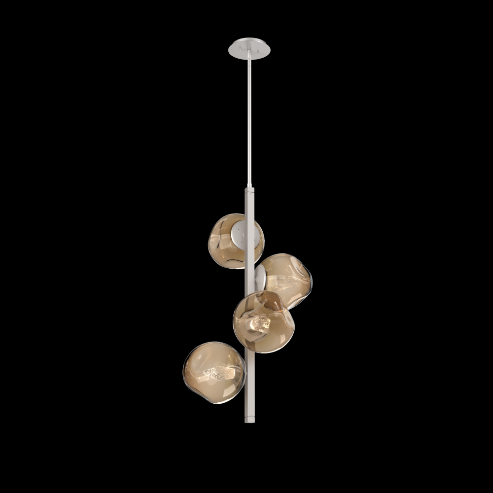 Luna 4pc Twisted Vine-Beige Silver-Geo Inner - Bronze Outer-Threaded Rod Suspension-LED 3000K