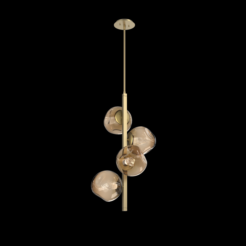 Luna 4pc Twisted Vine-Gilded Brass-Geo Inner - Bronze Outer-Threaded Rod Suspension-LED 2700K