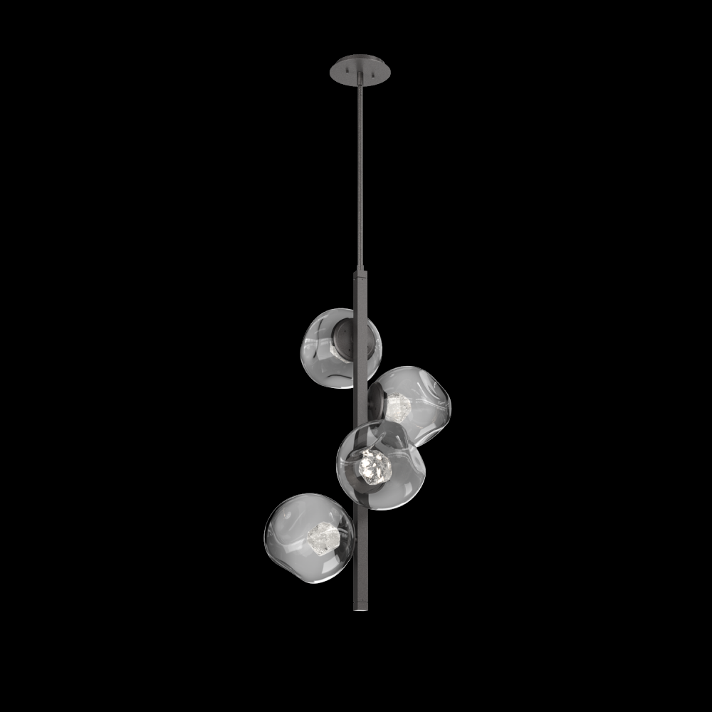 Luna 4pc Twisted Vine-Graphite-Zircon Inner - Smoke Outer-Threaded Rod Suspension-LED 2700K